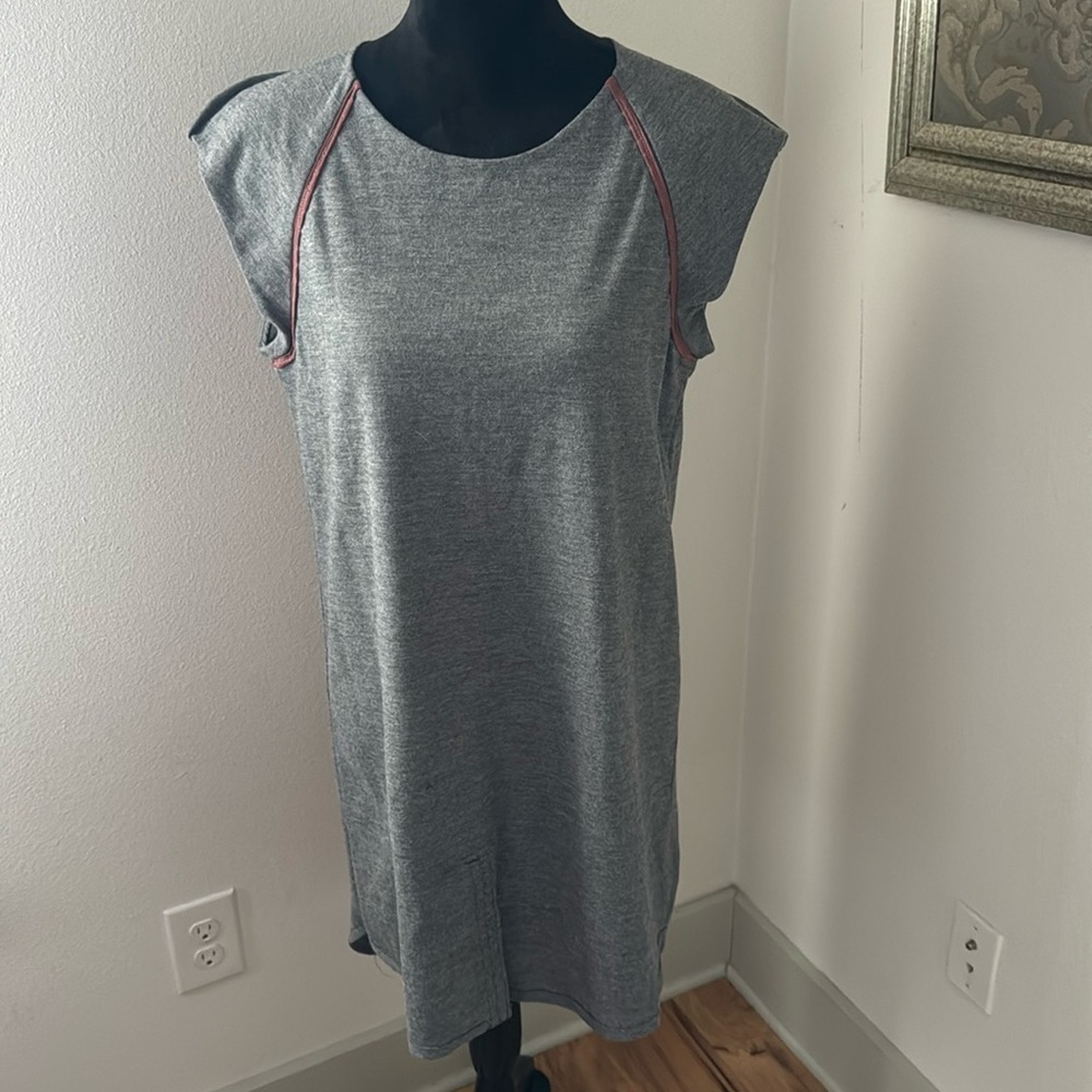 3-1‎ Phillip Jim wool cap sleeves front slit burgundy detailing shift dress sz 6